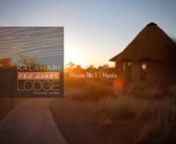 Idea, film, cut and postproduktion by David Strauss.nnEnjoy the Kalahari desert from one of twelve individual guest houses. Carrying the names of the largest wild animal species of the reservation, the stilted guest houses are arranged around a Vlei, a natural dry lake. All walking paths from the guest houses to the main building are paved, barrier-free, and well-lit.nExterior walls made from canvas and the traditional African thatched roofs guarantee an excellent indoor climate even with high o