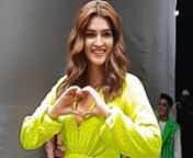 Kriti Sanon GLOWS in a bright neon number on her birthday; Ameesha Patel flaunts her SENSUOUS figure at the airport. Seems like Kriti Sanon is having a working birthday as she was snapped in a Mumbai studio. Dressed in a short neon green dress with full sleeves and a plunging neckline, Kriti looked absolutely ravishing. Her wavy hair and matching heels added to her overall gorgeous look. We also spotted Rhea Chakraborty during her visit to a clinic in the city. The actress looked lovely in a bei
