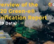 Originally Aired January 26, 2021. Join Green-e® staff in an in-depth review of the 2020 Green-e® Verification Report (2019 Data). This free webinar will cover how Green-e® Energy, Green-e® Climate, and Green-e® Marketplace performed throughout last year as well as a look at trends in the voluntary renewable energy markets—including generation trends, renewable energy certificate and green pricing programs, community choice programs, and direct corporate purchases.nnSpeakersnMichael Lesch