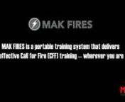 MAK FIRES is a portable training system that delivers effective Call for Fire (CFF) training — wherever you are. Based on Call for Fires fundamentals, MAK FIRES is designed specifically to develop and reinforce skills for Forward Observers (FO). nFOs can train individually by speaking to the AI-enabled instructor, or pair up with an instructor at their home station playing the role of the Fire Direction Centre (FDC) or participate in instructor-led classroom training at their local armory. nn