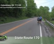 The course begins in the circle of Columbiana, “The Biggest Little Town in Ohio,” full of antique shops and diners. It turns out of town on a classic brick road and transitions into an easy 6 mile stretch of rolling flats, just enough for a warm up! As you make the first right hand turn onto Bye Rd. the climbing begins. This 2 mile section starts with a steep 1/2 mile climb, tough rollers and ends with a wicked descent. CAUTION!!! STAY ALERT AS YOUR DESCENDING SKILLS WILL COME IN HANDY ON TH