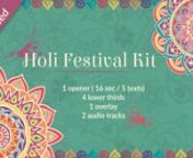✔️ Download here: nhttps://templatesbravo.com/vh/item/holi-festival-of-colors-kit/19483705nnnnHoli is a Hindu spring festival in India and Nepal, also known as the festival of colours or the festival of sharing love. In this kit you have 1 opener ( 16sec/5texts), 4 lower thirds and 1 overlay. Easy to set up and joyful to share !nAudio tracks included