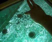 This project uses a multi-touch table in a new way. Multiple participants can explore a map of Cleveland and click on several hot spots, where a scene from a film was made. The user can read more about that scene, and then vote for it if they want to see it play on a large screen.The table sends information to an online database which tallies votes for video popularity (voting can also be done through the website as well, and through mobile devices with online access). Then another computer co