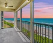 Click here to learn more: https://bit.ly/3xdkWqVnnTime to relax and enjoy panoramic ocean views from this 4th floor corner unit. Offering an open concept with plenty of natural light, a large screened-in lanai - your perfect spot to start the day while watching the sunrise or unwind by a balmy breeze of the Atlantic Ocean. Freshly painted throughout and move-in ready, featuring updated kitchen w/granite counters, newer kitchen appliances, crown molding, plantation shutters, gorgeous wood floorin