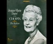 Jeanne-Marie Darré (1905-1999) was a French pianist and teacher. Like so many female pianists she has not received the historical notoriety of many of her male contemporaries.This even though she received outstanding reviews for her concerts by critics and audiences.As her playing on this album shows, she had a beautiful sound and a delicate technique that is sometimes lacking in other performances of the Chopin Waltzes.nnThis particular recording was pristine despite its 55 years of age.