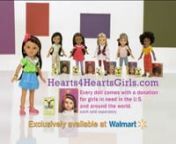 Changing the world one heart at a time! Get the girls that want to make a difference! You can help the Hearts for Hearts Girls ™ make this change. Each girl has her own story to tell and ideas about how to make life better for themselves and their family, community, country and ultimately the world. You can make a difference too! There are six Hearts for Hearts Girls and each one that is purchased generates a donation to organizations that helps children in need all around the world. Collect t