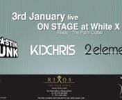 DATE : THURSDAY 3rd JAN 2013n★HOUSE BEACH PARTY 2013 White X Beach Lounge, Rixos, The Palm Dubain★3 HOUSE ACTS ONE MASSIVE BEACH PARTY★nDJ LINE UP ON THE NIGHTn★ Plastik Funkn★ Kid Chrisn★ 2 Elementsn================n★Plastik FunknRafael Ximenez born in Madrid and Mikio from Tokyo are the DJ Team PLASTIK FUNK.nTogether the two DJs, who are now living in Duesseldorf, Germany, form an important part of worldwide nightlife. Gigs in San Francisco, Los Angeles, Miami, Hawaii, Zurich, Ib