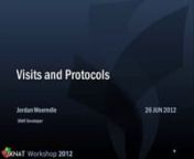 An introduction to the Visit and Protocol feature, which is enabled by a module in XNAT 1.6. Presented by Jordan Woerndle at the 2012 XNAT Workshop.