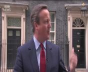 As David Cameron announced his resignation date he walked away from the podium singing a song before walking inside number 10 Downing Street.