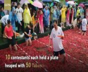 An annual chili pepper festival kicked off Monday in central China&#39;s spice-loving Hunan Province with a chili-eating contest in which the winner set a blistering pace by downing a gut-busting 50 peppers in just over a minute.