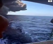 Boaters who were sailing off Messina, Sicily, got a close-up look at Stromboli island’s volcano erupting.