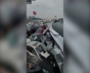 Dramatic footage from state television CCTV and social media showed numerous cars clumped together haphazardly on the highway with one jack-knifed at a severe angle in the air. Glass and debris could be seen scattered everywhere. Three people were injured and hospitalised, while six suffered minor scratches, Suzhou Industrial Park traffic police reported on its WeChat social media account.Road traffic has been restored and the cause of the accident is being investigated, the police said.Over the past few weeks, large parts of China have been hit by cold waves, blizzards and icy rain, impacting transport at a time millions of people are rushing home for the Lunar New Year holiday celebrations.Source: Reuters