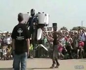A sixteen year old kid builds a jet pack powered almost entirely by water and tests it out in front of a crowd.