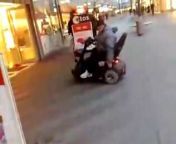 Watch this older guy as he performs tricks on his handicap scooter. Very Impressive