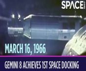 On March 16, 1966, the crewed Gemini 8 spacecraft became the first to dock with another spacecraft in space. &#60;br/&#62;&#60;br/&#62;NASA astronauts Neil Armstrong and David Scott launched into orbit in their Gemini spacecraft almost three hours after the uncrewed Agena target vehicle launched separately. After a six-hour chase, the Gemini crew caught up with the Agena target vehicle, and the two spacecraft successfully docked. Then the problems started. The joined spacecraft started to tumble out of control. Assuming the problem had to do with the Agena target vehicle, they decided to undock. But shedding the extra weight actually made the Gemini spacecraft spin even faster, and it was rotating at one revolution per second. This made the astronauts pretty dizzy, but they still managed to safely execute an emergency landing.