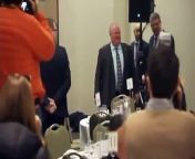 Toronto Mayor Rob Ford got stuck in a lift for nearly an hour on Thursday as the city&#39;s business elite waited for him to deliver a speech.