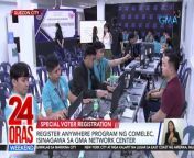 Isang special voter registration ang isinagawa sa GMA Network Center kanina.&#60;br/&#62;&#60;br/&#62;&#60;br/&#62;24 Oras Weekend is GMA Network’s flagship newscast, anchored by Ivan Mayrina and Pia Arcangel. It airs on GMA-7, Saturdays and Sundays at 5:30 PM (PHL Time). For more videos from 24 Oras Weekend, visit http://www.gmanews.tv/24orasweekend.&#60;br/&#62;&#60;br/&#62;#GMAIntegratedNews #KapusoStream&#60;br/&#62;&#60;br/&#62;Breaking news and stories from the Philippines and abroad:&#60;br/&#62;GMA Integrated News Portal: http://www.gmanews.tv&#60;br/&#62;Facebook: http://www.facebook.com/gmanews&#60;br/&#62;TikTok: https://www.tiktok.com/@gmanews&#60;br/&#62;Twitter: http://www.twitter.com/gmanews&#60;br/&#62;Instagram: http://www.instagram.com/gmanews&#60;br/&#62;&#60;br/&#62;GMA Network Kapuso programs on GMA Pinoy TV: https://gmapinoytv.com/subscribe