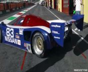 Nissan R90CK Group C car racing at Mugello_ VRH35Z V8 Engine Sound w_ Unusual 'Rear' Exhaust! from racing game para java adventure night prom games hui