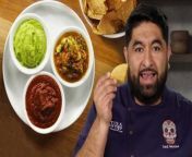 In this edition of Epicurious 101, professional chef Saúl Montiel demonstrates how to make three classic Mexican salsas–salsa fresca, salsa martajada, and salsa morita.