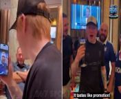 ED SHEERAN celebrated Ipswich Town&#39;s promotion to the Premier League by downing a beer and FaceTiming the players.&#60;br/&#62;&#60;br/&#62;The musician is a passionate fan of the Tractor Boys and was clearly overjoyed with the team&#39;s success.&#60;br/&#62;&#60;br/&#62;Ipswich confirmed their spot back in the top flight for the first time in 22 years with a 2-0 win over Huddersfield.&#60;br/&#62;&#60;br/&#62;At Portman Road, fans stormed the pitch in celebration after the final whistle.&#60;br/&#62;&#60;br/&#62;It has been an incredible two years for the club as Kieran McKenna has taken it from 12th in League One to back-to-back promotions.&#60;br/&#62;&#60;br/&#62;Sheeran, 33, also enjoyed the moment as he uploaded a video to social media.&#60;br/&#62;&#60;br/&#62;The clip shows the star drinking some beer before shouting, &#92;