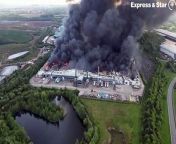Aerial footage of a huge fire in Cannock this morning, at a business unit.