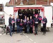 Members of Turriff Community Singers performed for visitors to the town during the May Day celebration on Monday.