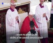 Pope Francis sends prayers to the victims of the terrorist attack in Moscow, following a Palm Sunday Mass at St Peter&#39;s Square. &#92;