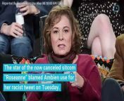 The star of the now canceled sitcom “Roseanne” blamed Ambien use for her racist tweet on Tuesday. The show was canceled after Barr sent a tweet comparing Valerie Jarrett, a former adviser to President Barack Obama, to an ape. Barr wrote in a now deleted tweet, “Not giving excuses for what I did (tweeted) but I&#39;ve done weird stuff while on ambien-cracked eggs on the wall at 2am etc.&#92;