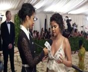 Selena Gomez talks with Liza Koshy about the importance of her faith and her Queen Esther inspired dress.