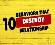 Why do relationships fall apart? Relationships can be complicated and fragile. Small mistakes can destroy yours of love, passion, and trust. But you may not realize what you’re doing wrong until it&#39;s too late. So, to help you avoid these behaviors, here are a few common behaviors that can damage any relationship. &#60;br/&#62;Source: Psych2Go