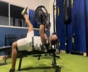 This guy failed epically while attempting a bench workout at a gym. When he grabbed the bar and tried positioning himself on the bench, the plates slid off the barbell, which made him lose balance and fall off.&#60;br/&#62;&#60;br/&#62;“The underlying music rights are not available for license. For use of the video with the track(s) contained therein, please contact the music publisher(s) or relevant rightsholder(s).”