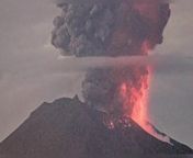 This is the spectacular moment the Sakurajima volcano erupted sending a smoke three miles high in Japan.Footage shows the black gas and molten material bursting from the volcano&#39;s mouth as lightning flashed in the dark smoke plume on February 14.The eruption took place at the Minamidake crater around 6:33 p.m., with intense volcanic activity catapulting rocks up to a distance of 1,000 to 1,300 metres.A local weather observatory said it was the first time since 2020 that the volcano had such a towering plume.
