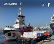 A Spanish charity ship carrying food aid for Palestinians leaves Larnaca port in Cyprus and heads for war-ravaged Gaza, where widespread famine is a growing threat. The vessel is towing a barge loaded with 200 tonnes of aid and is expected to arrive in Gaza by the 13th of March. It is the first ship to leave Cyprus in an attempt to open a maritime corridor to the besieged Palestinian territory.