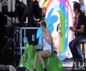 Miley Cyrus Wrecking Ball Live at iHeart Radio 2013, twerking and Crying on stage.