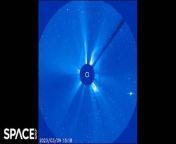 The NASA/ESA Solar &amp; Heliospheric Observatory captured a &#39;butterfly-shaped&#39; coronal mass ejection erupt from the sun.&#60;br/&#62;&#60;br/&#62;Credit: NASA/ESA/SOHO &#124; edited by Space.com&#39;s edited by Steve Spaleta