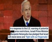 In a response to the U.S. warning of potential arms restrictions, Israeli Prime Minister Benjamin Netanyahu has pledged that Israel will stand alone and “fight with our fingernails.”&#60;br/&#62;&#60;br/&#62;What Happened: Netanyahu made the statement on Thursday following the ceasefire negotiations in Cairo, which ended without an agreement. The talks’ failure has raised concerns about a possible Israeli offensive on the southern Gaza city of Rafah, reported The Guardian.