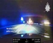 This is the shocking moment a reckless teen driver crashed into a road sign after a 115mph police chase. &#60;br/&#62;&#60;br/&#62;Blayze McKane, 19, was being pursued by police in Sussex and failed to stop for officers along the A27 near Brighton on February 4.&#60;br/&#62;&#60;br/&#62;The uninsured and untaxed teenager managed to reach speeds of at least 115mph before losing control of his vehicle on a slip road. &#60;br/&#62;